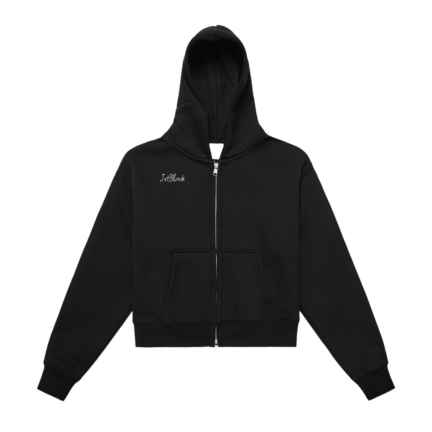 Fleeced Zip-Up Cropped Hoodie